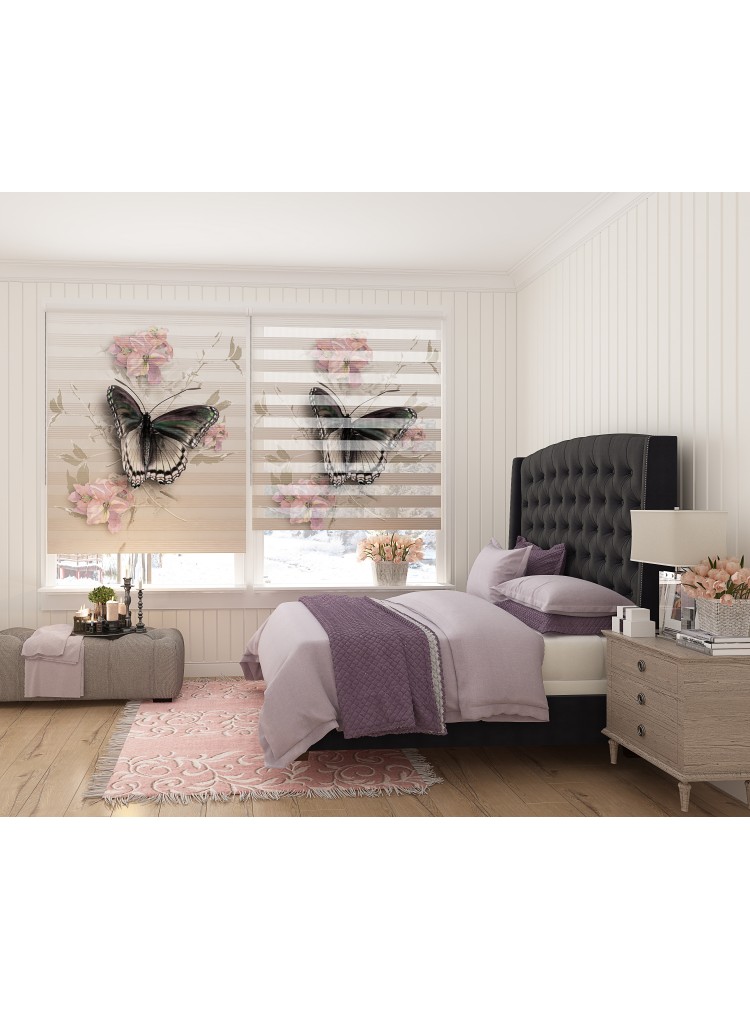 ZEBRA PERDE SİYAH KELEBEKLİ MODELİ